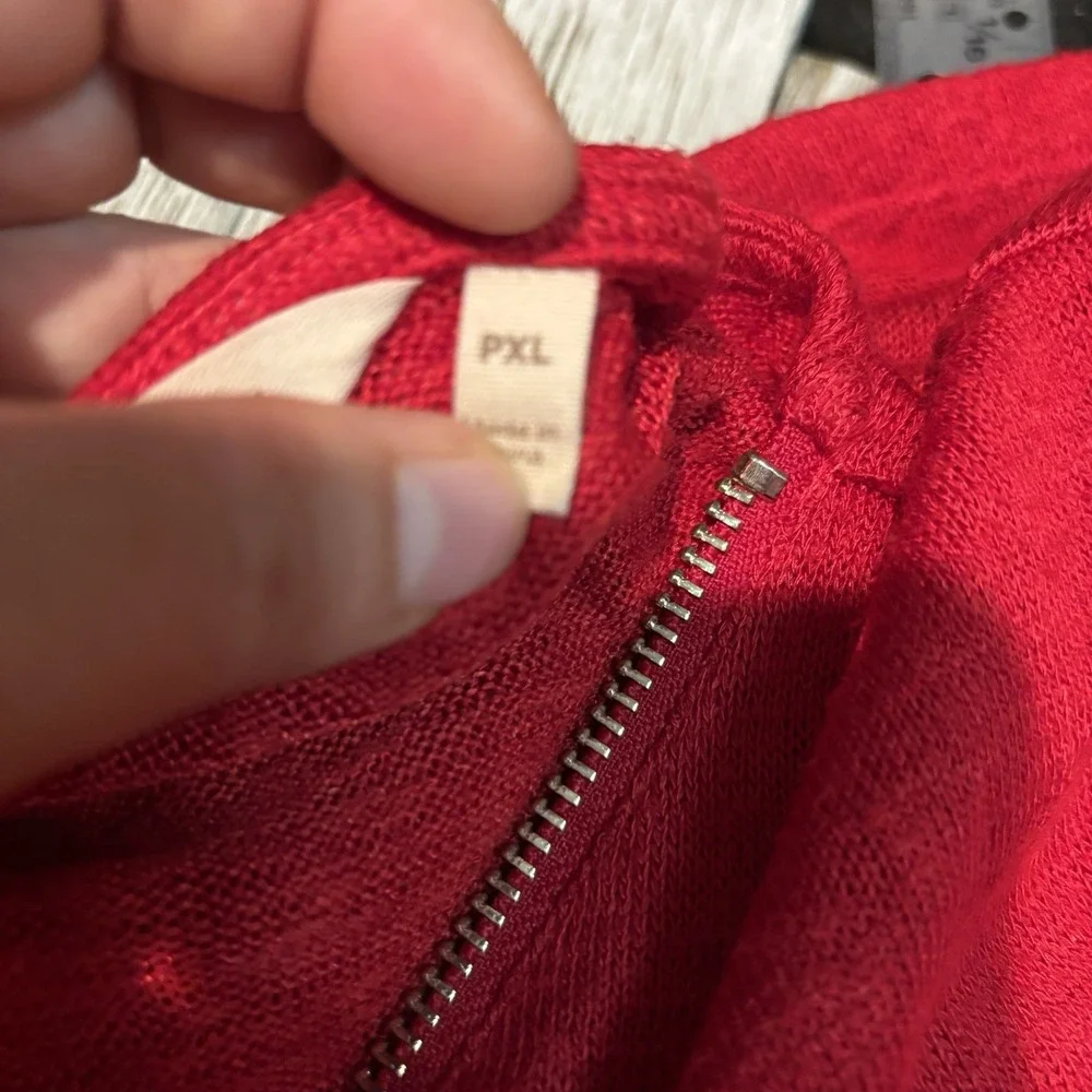 Soft Surroundings Women's  Valentina Zip Sweater Sangria Red Size‎ petite Xl
